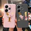 Золотой чехол-буквы для Redmi 13 13C 14C A3 4G Черный силиконовый мягкий задний чехол-защита 6.79" Ударопрочный Funda Розовые цветы