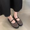 Fashion 2025 Summer New Fashion and Comfortable Flat Bottom Round Toe Mesh Breathable Shallow Mouth Single Shoes Grandma Shoes for Women