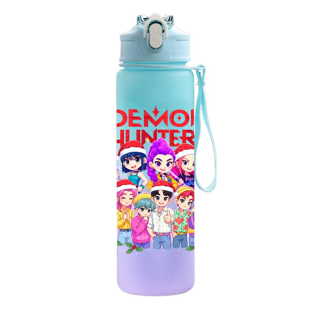 750Ml Water Bottle Cartoon Christmas K-Pop Demon Hunters Printed Large Capacity Drinking Cup Portable Outdoor Sports Water Cup Children Kid Gift