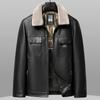 Новая кожаная куртка среднего возраста, мужская теплая кожаная куртка-пуховик, зимняя, со съемным меховым воротником, кожаная куртка для папы