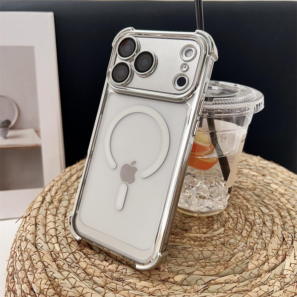 Новый прозрачный ударопрочный магнитный чехол с покрытием для iPhone 17 17 Air 17Pro 17 Pro Max Для беспроводной зарядки Magsafe