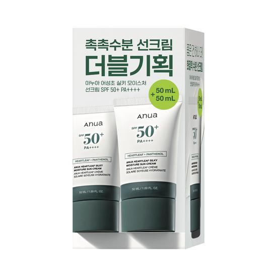 Anua Солнцезащитный крем для лица Heartleaf Silky Moisture – Двойной набор (50 мл х 2)