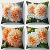 Orange White Dahlia Pillow Covers, Realistic Floral Art Decorative Throw Pillow Cases, Elegant Garden Home Decor Cushion Covers