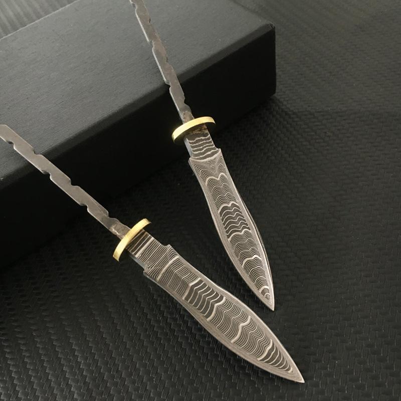 Сделай сам Полуфабрикат Дамасская сталь Узор Чайная игла Нож Заготовки для DIY Нож для пуэра и темного чая Банк