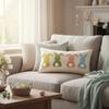 Rectangular Throw Pillow Cover Embroidered Waist Cushion Cover Easter Bunny Pillowcase  Sofa