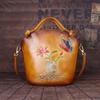 Vintage Embossing Shoulder Bags Women Genuine Leather Handbags for Ladies Fashion Crossbody Bag Purse Bucket Bags GZW