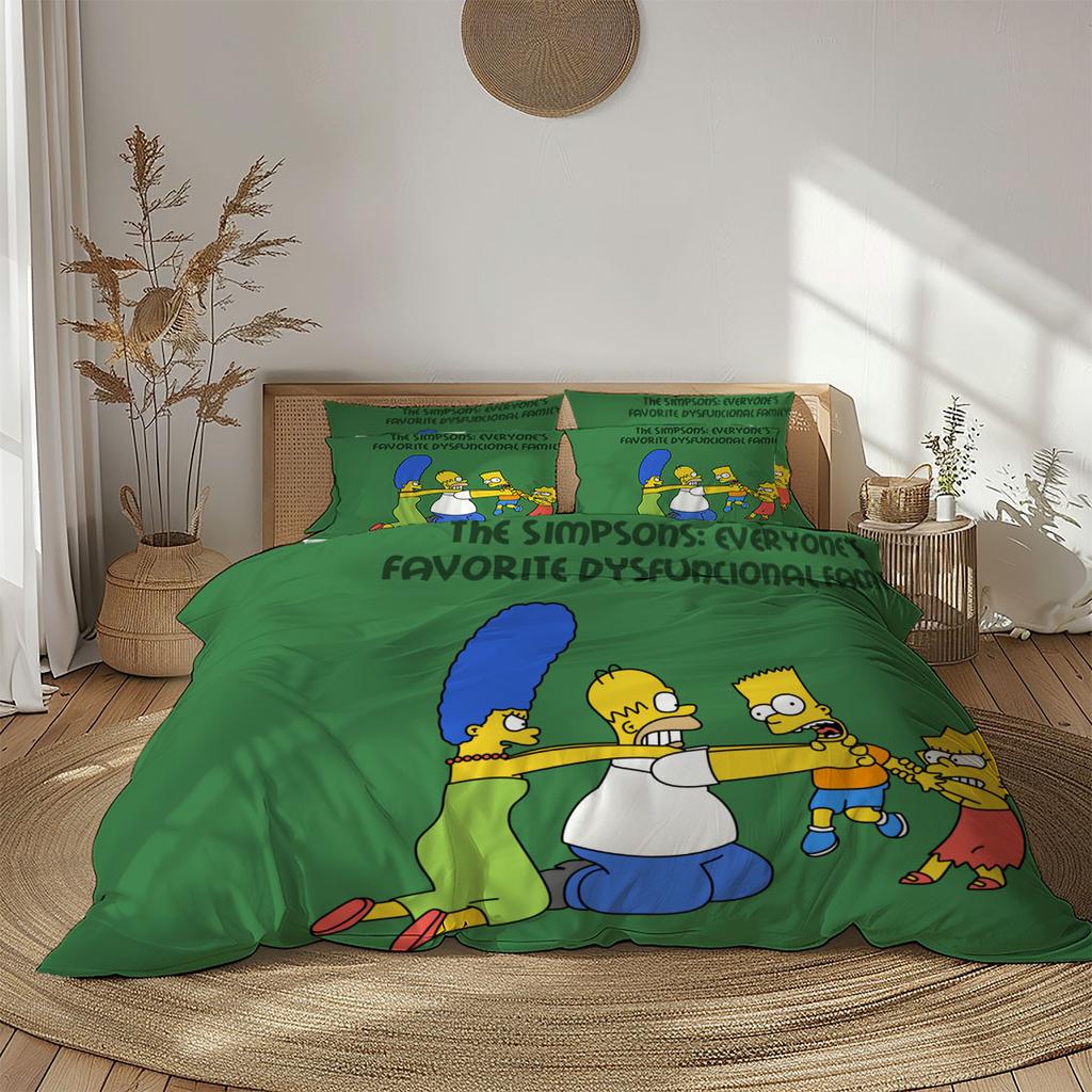 Swimming Simpsons Duvet Cover Set Single Twin Double Queen King Cal King Size Bed Linen Set