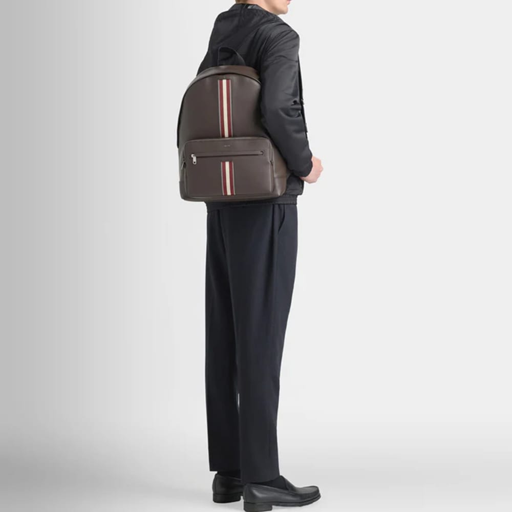 BALLY Calfskin Backpack Men's Brown 6313305