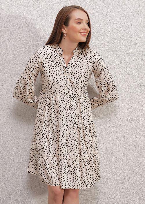 MT Clothes - Printed Dress - Ecru 42