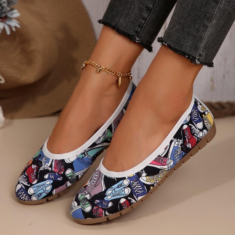 Мода 2024 года. Уличные туфли на плоской подошве с ручной росписью. Осенние новые модные повседневные туфли в китайском стиле с принтом. Модные универсальные лоферы.