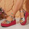 Модные женские сандалии на платформе и танкетке, летние новинки, с круглым носком, открытым носком, платформой, ремешком-слингом, нескользящие, износостойкие, на высоком каблуке