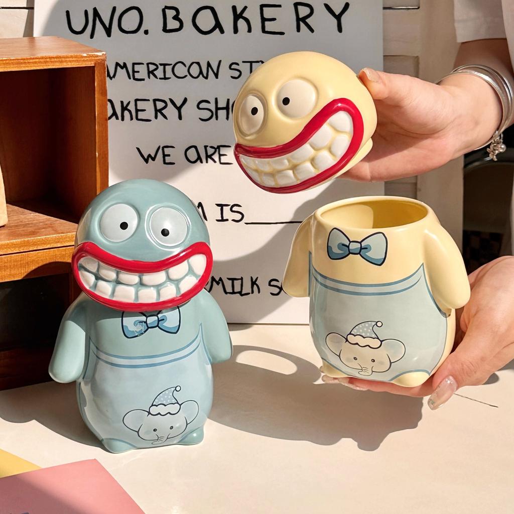 Cute Ugly Cute Big Mouth Mud Monster Mug Creative Funny Ceramic Cup Pair of Cups Gift Box Set Birthday Gift