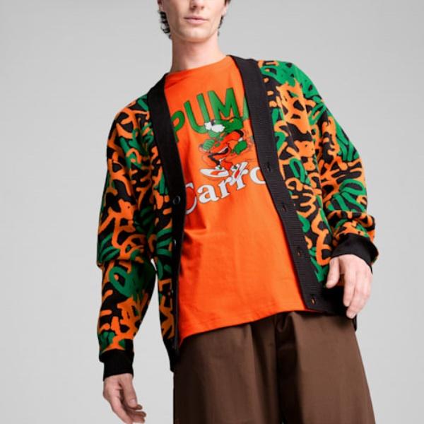 Puma X Carrots Collaboration Ss24 Brand Logo Fashion V-образный вырез с длинным рукавом и пуговицами рубашки унисекс многоцветные 627446-01