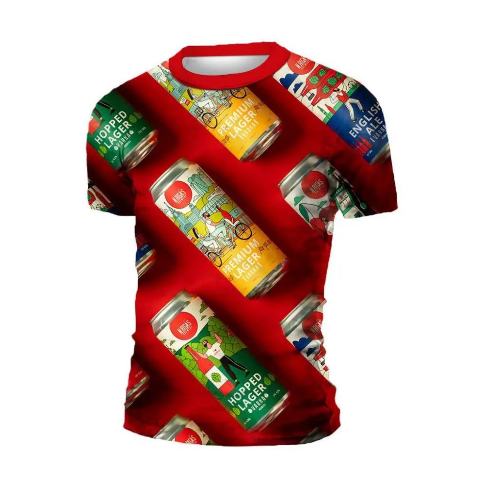 Мужские и женские 3D-печатные дышащие быстросохнущие футболки с круглым вырезом и короткими рукавами для летнего пивного фестиваля
