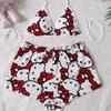 Women's Cute Hello Kitty Tank Top & Shorts Pajama Set - Summer Loungewear Sleepwear for Casual Home Wear