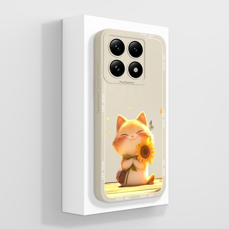 Чехол для Xiaomi 14 15 14T 12 13 12S 12T Pro Ultra 12Lite 13Lite 12X Capa Bumper Sweet Strawberry Cute Cat Soft New Liquid Silicone Anti Slip для Redmi