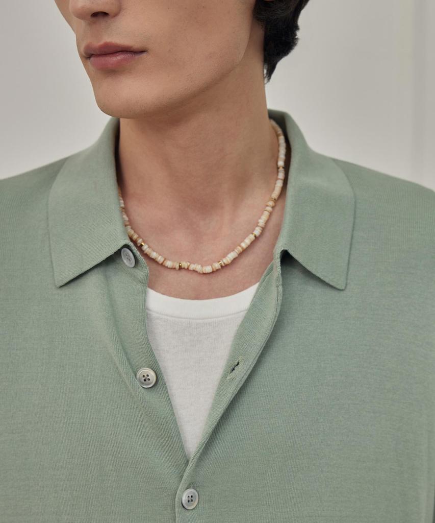Theknitcompany Reese Silk Polo Cardigan - Shale Green
