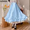 VONDA Women Summer High Waist Lace Ruffle Skirts