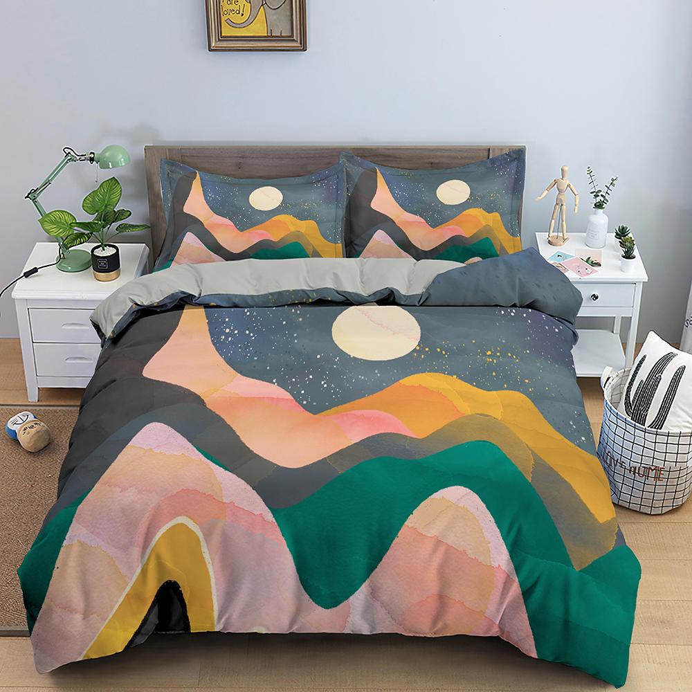Ocean Wave Bedding Set 3D Abstract Art Duvet Cover King/Queen Size With Pillowcase Watercolor Style 2/3pcs Polyester Quilt Cover