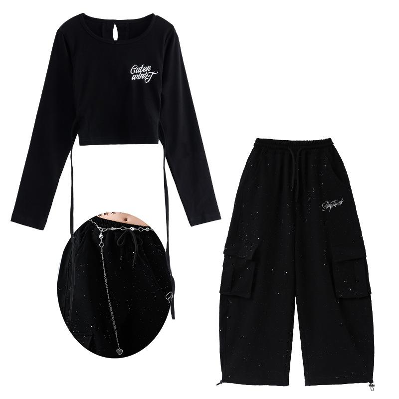 Children's jazz, jazz dance costumes, girls' performance costumes, autumn trendy and trendy navel dance performance clothes