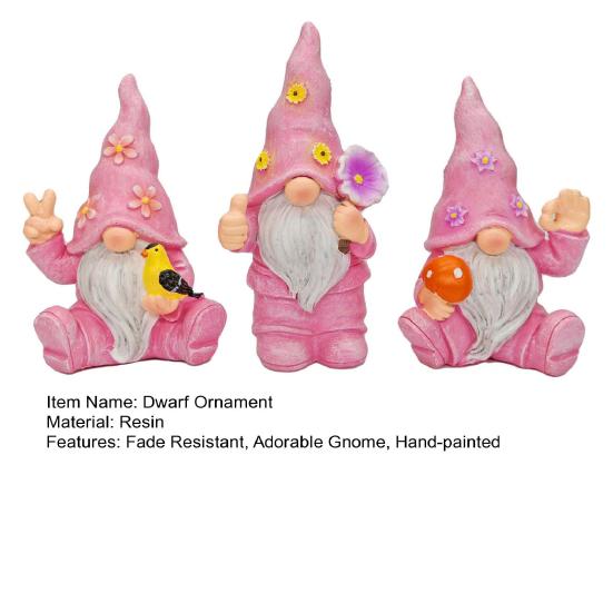 3 шт./набор Фигурки гномов с цветами Коллекционные гномы в цветочных шляпах Украшения Настольные статуэтки гномов для украшения дома, шкафа, полки