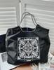 Универсальная черная вышитая нейлоновая сумка для покупок - большая вместительная сумка от китайского модного бренда