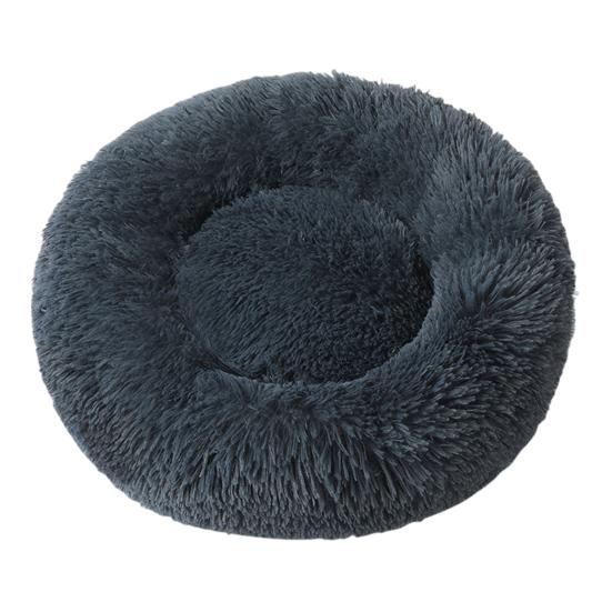 Donut Pet Bed Fluffy Round Cat Bed with Anti-Slip Bottom Cozy Shaggy Plush Dog