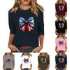 Women's Print Round Neck Top With Three Quarter Sleeves T-Shirt Three Quarter Sleeves T-Shirt