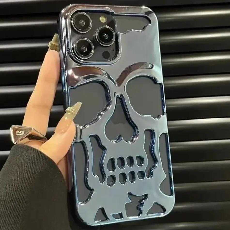 Роскошный чехол с изображением черепа скелета для iPhone 16 11 12 13 14 15 Pro Max, противоударный чехол для телефона с камерой и полной защитой
