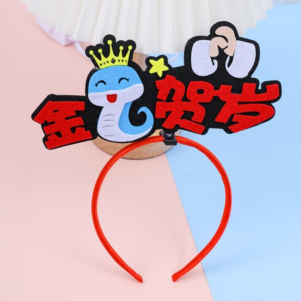 Red Snake Year Hairband Cartoon New Year Headdress 2025 Happy New Year Headband New Year Dress Up
