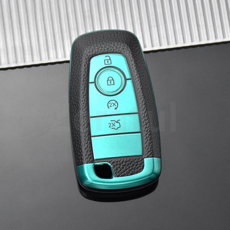 Держатель для брелока из ТПУ-кожи для Ford Fusion Mustang Explorer F150 Edge Mondeo Mk5 Focus Mk4 Чехол для автомобильного ключа Аксессуары