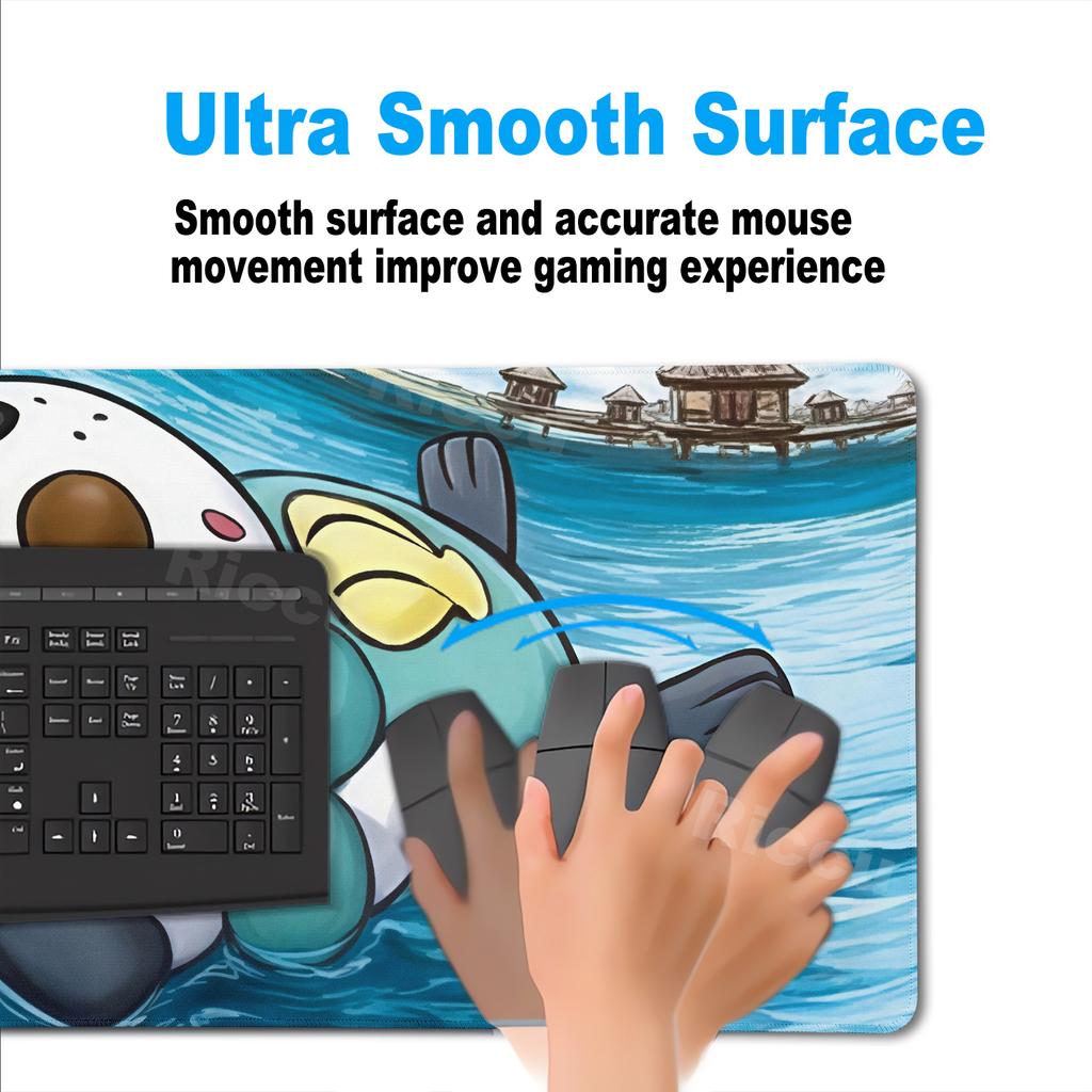 Gaming Mouse Pads Oshawott Pattern Pokemon Style Large Extended Rubber Computer Keyboard LockEdge Desk Mat Gamer Non-slip Carpet