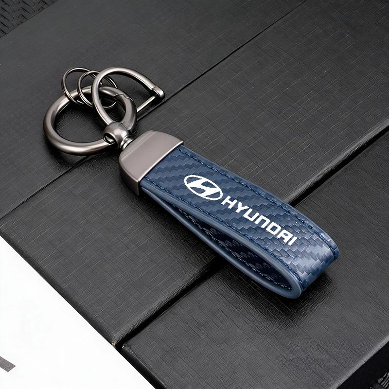 Автомобильный брелок из углеродного волокна, кожи и цинкового сплава, брелок из микрофибры для Hyundai Tucson Accent Elantra Santa fe Sonata I10 I20 I30
