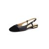 Ретро сумка голова сандалии женские летние новые толстый каблук с открытой пяткой цветовая гамма низкий каблук одинарная обувь женская