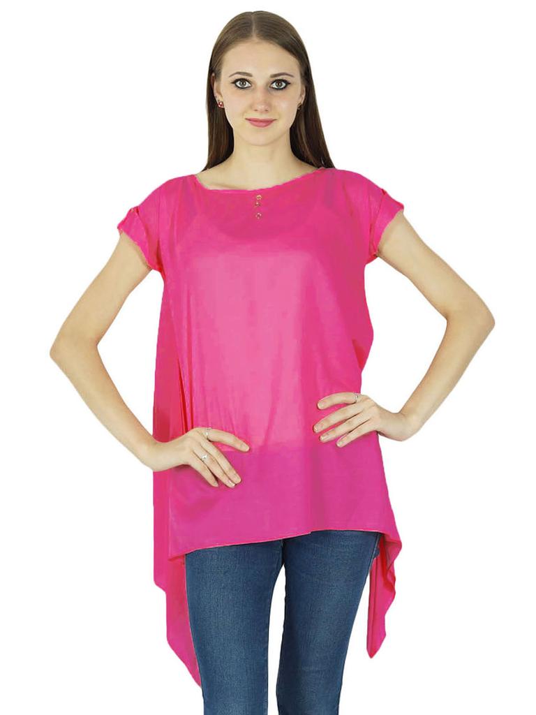 Boho Top Sundress Short Sleeve Solid Summer Beach Women Wear Casual Tunic