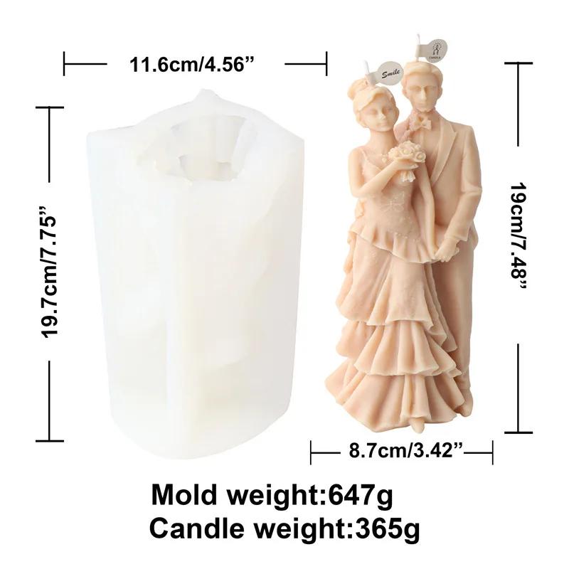 Lover Silicone Candle Mold Bride Groom Soap Resin Mould Gypsum Candle Making Tool Human Craft Molde De Vela Wedding Decor DIY Valentine's Day Gift