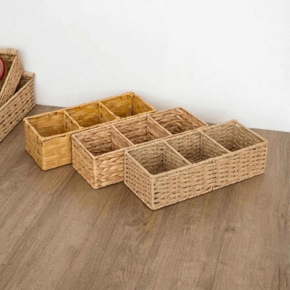 Large Capacity Woven Storage Basket Multi-Purpose Desktop Organizer Shelves Storage Box Desktop