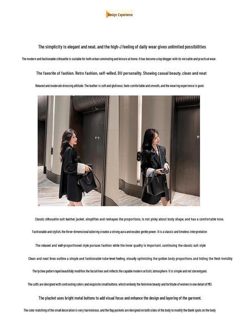 2024 Высококачественный женский пиджак большого размера из искусственной кожи с металлическими пуговицами