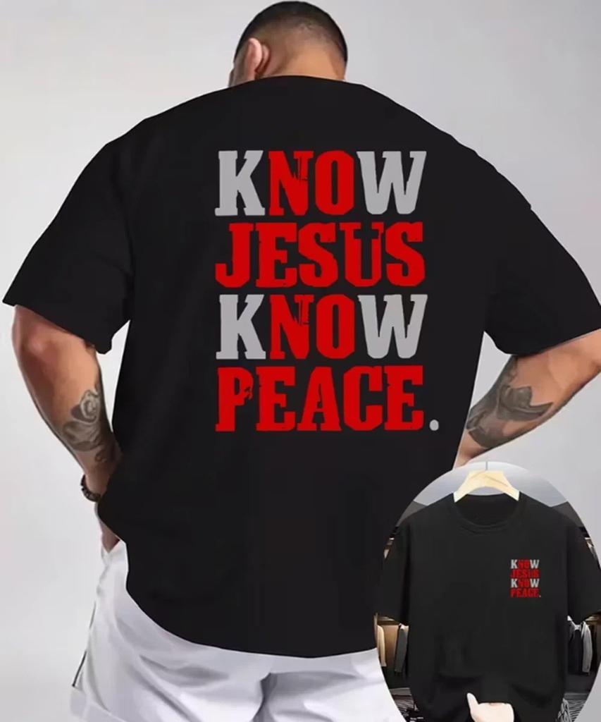 Men's Christian Faith-Based T-Shirt, Know Jesus Know Peace Shirt Q9235