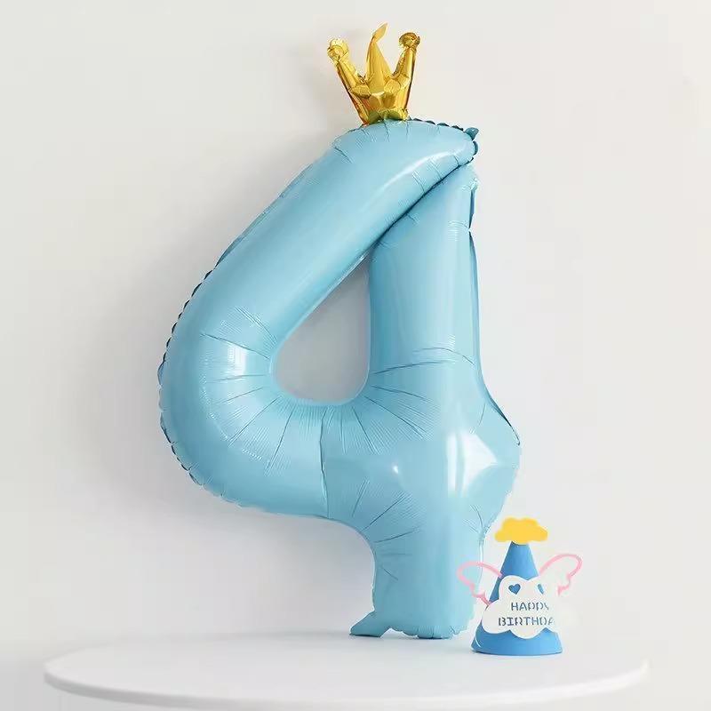 42 Inch Baby Pink And Blue Crown Digital Balloon Children'S Treasure First Birthday Party Scene Decoration Indoor And Outdoor Decoration