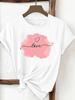 (Asian Size) Tee Print Fashion Top Women Clothing T Shirt Woman Female Sweet Love Heart Trend Cute Short Sleeve Graphic T-shirts