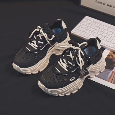 Новые сетчатые дышащие толстые подошвы с увеличенным круглым носком для папы, женские универсальные жареные уличные легкие повседневные туфли для тренировок, модные