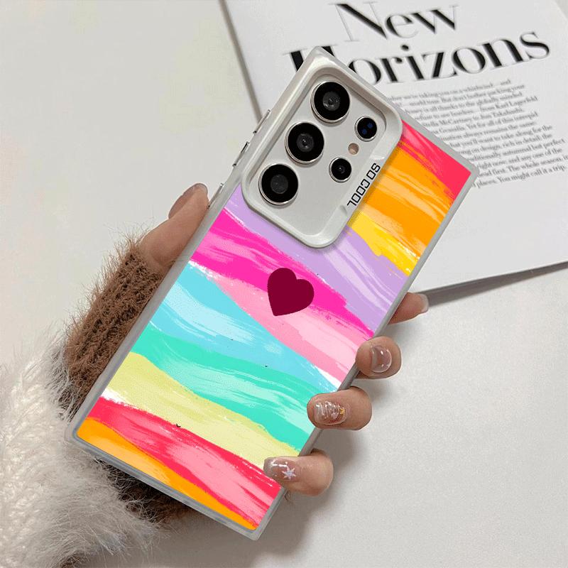 Rainbow Gradient Love Desgin Soft Phone Case for Samsung Galaxy S24 S25 FE S26 Edge S23 Ultra S22 Plus S21 + Shockproof Cover Ba
