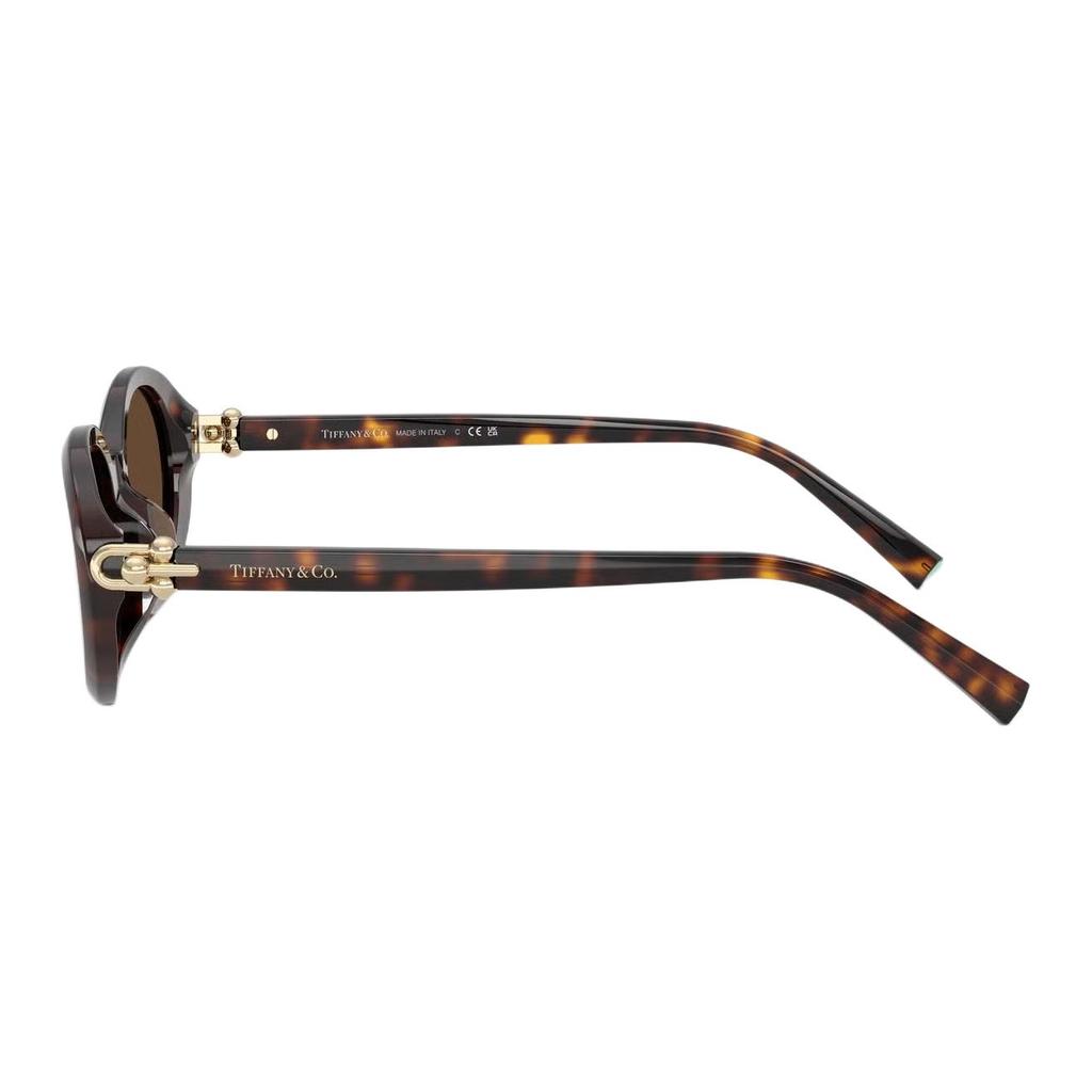 Tiffany & Co. Brand Logo Design Acetate And Metal Oval Sunglasses Unisex sunglasses Tortoiseshell 0TF4242D-80153G