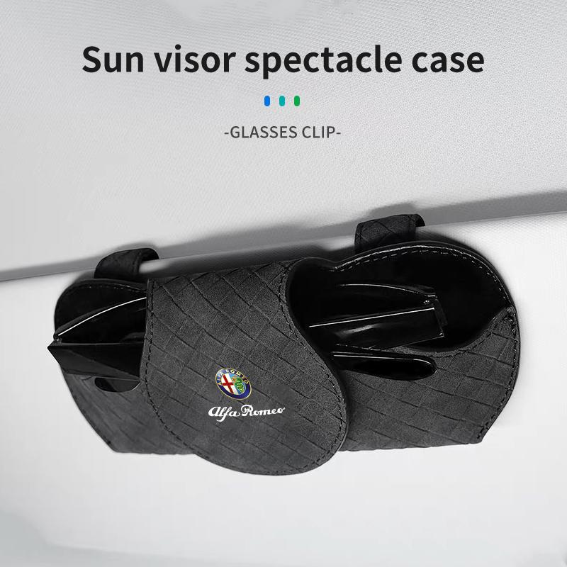 For Alfa Romeo Car Interior Glasses Clip Sun Visor Sunglasses Holder 159 Giulietta Giulia 147 Mito 156 159 166 GT Stelvio