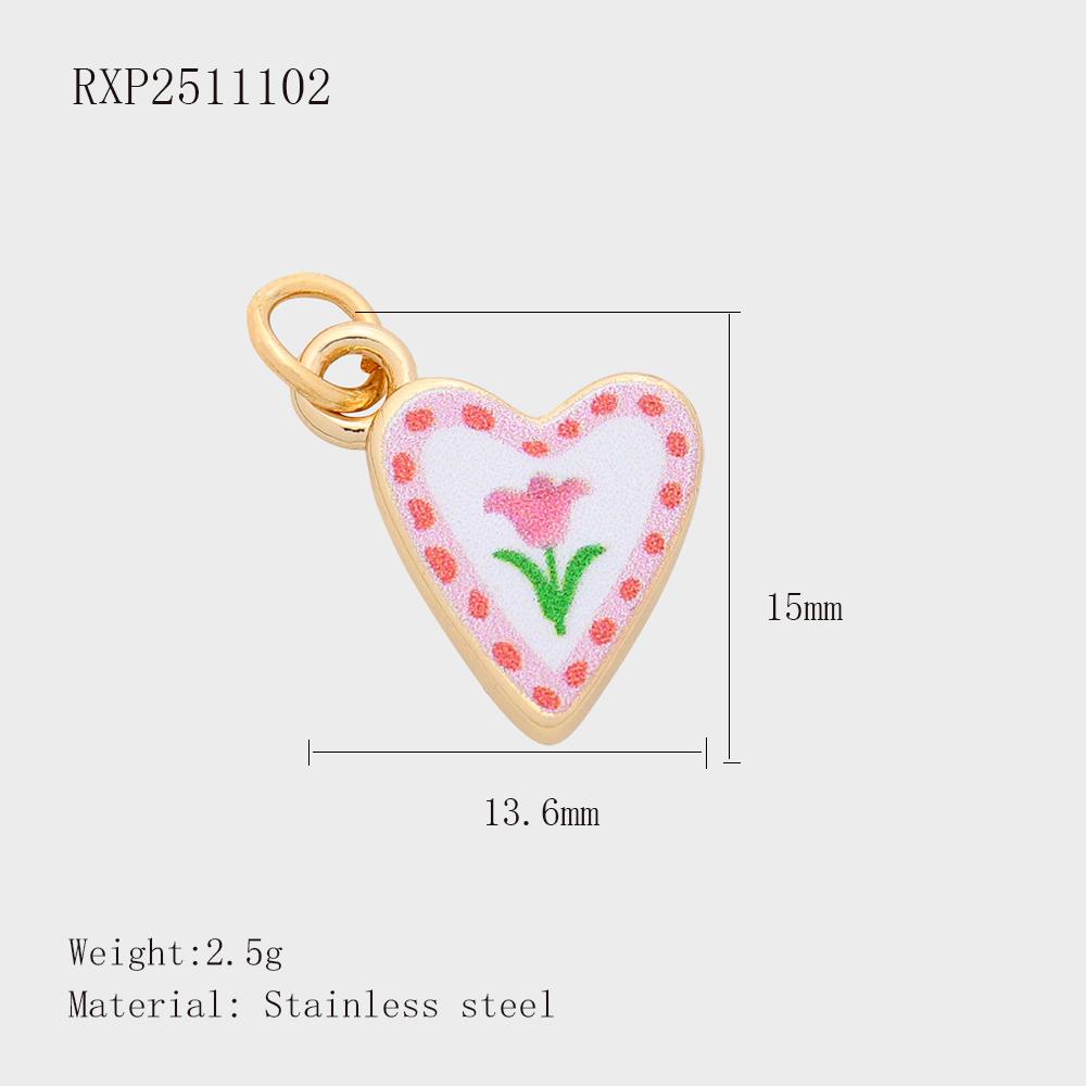 Garden Series Designs of Hand Painted Designer Pendants for DIY Jewelry Making 18K Gold Plated Stainless Steel Charms