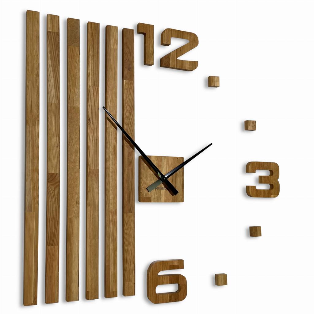 Wooden wall clock, oak lamellas, 100cm