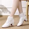 Женские сапоги Роскошные элегантные повседневные туфли до щиколотки для женщин Тенденции 2024 года Удобные парусиновые белые уличные сапоги на танкетке Осенние сапоги