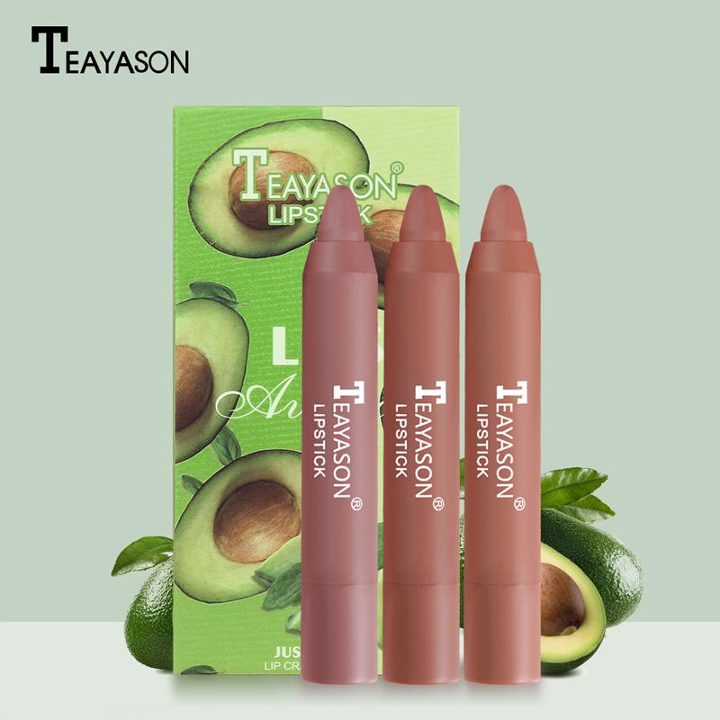 TEAYASON Набор из 3 шт., матовая бархатная помада, ручка, долговечный телесный блеск для губ, карандаш, нежный, гладкий, водостойкий оттенок для губ