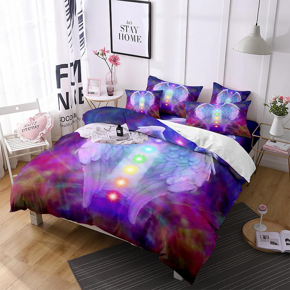 Yoga Duvet Cover King Queen Chakra Meditation Bedding Set Blue Mandala Boho Hippie Style With Chakra Art microfiberQuilt Cover
